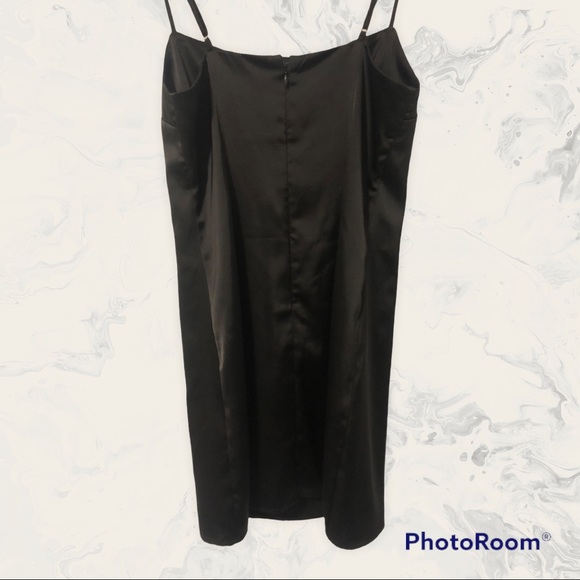 (188) Black Silk Mini Slip Dress - Picture 4 of 7